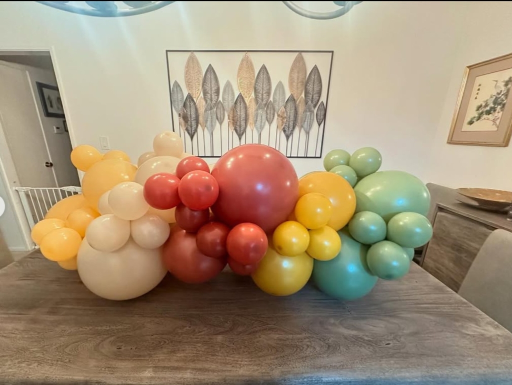 multicolored grab and go balloon garland